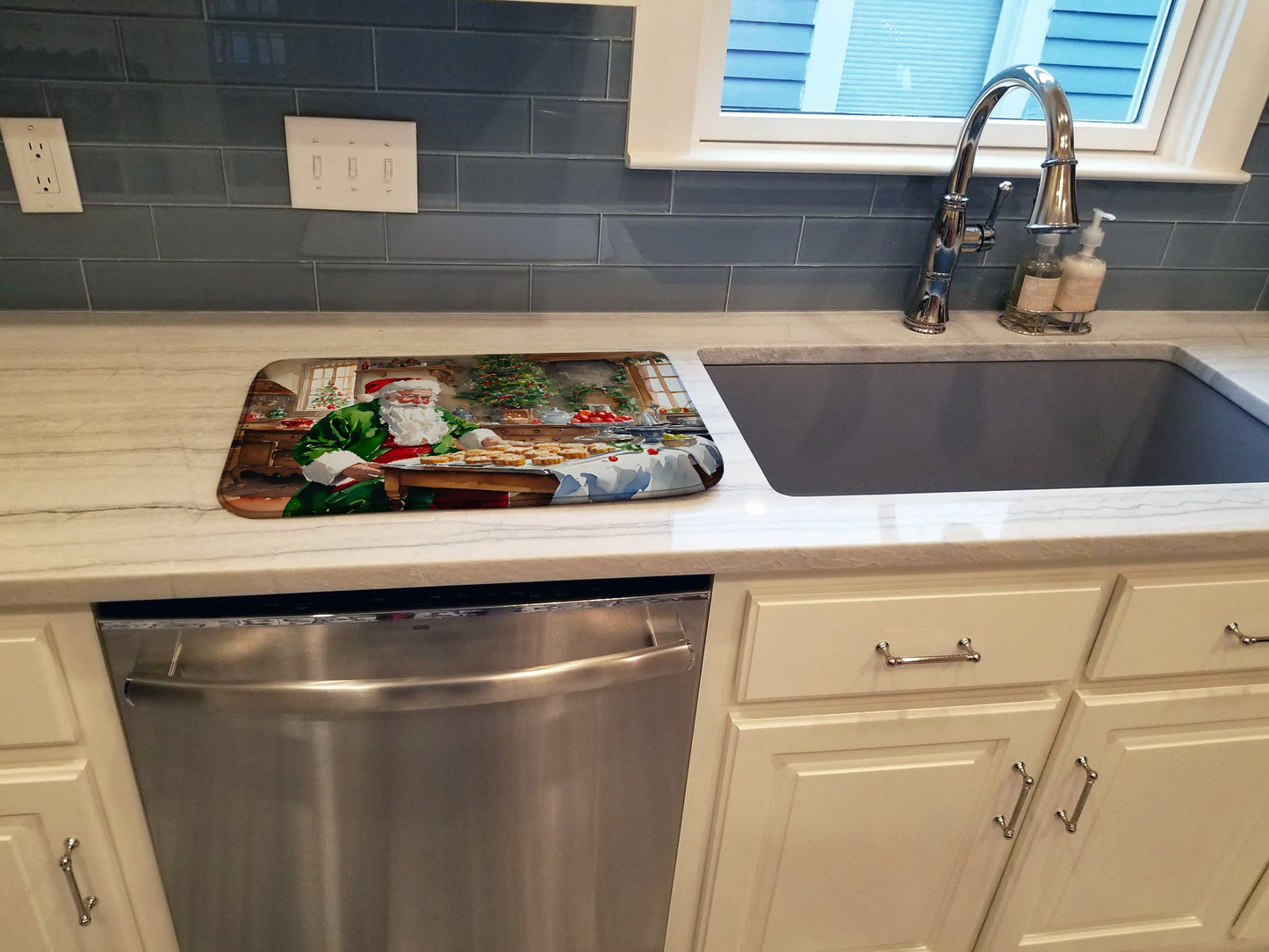 Cookies with Santa Claus Father Christmas Dish Drying Mat