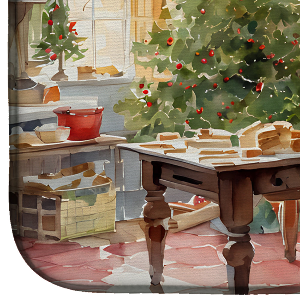 Cookies with Santa Claus Mrs. Claus Dish Drying Mat