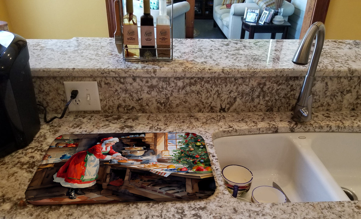 Cookies with Santa Claus Mrs. Claus Dish Drying Mat