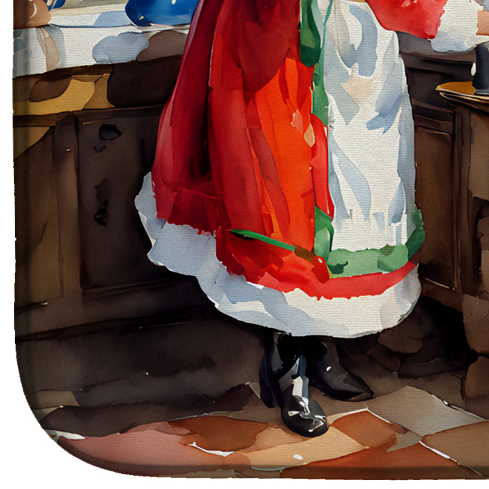 Cookies with Santa Claus Mrs. Claus Dish Drying Mat