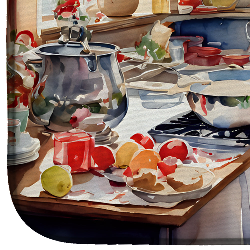 Cookies with Santa Claus Mrs. Claus Dish Drying Mat