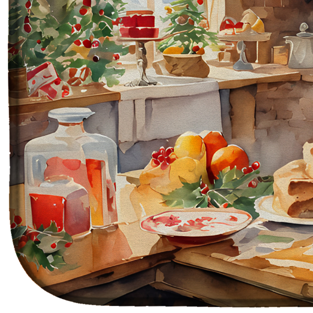 Cookies with Santa Claus Papa Noel Dish Drying Mat