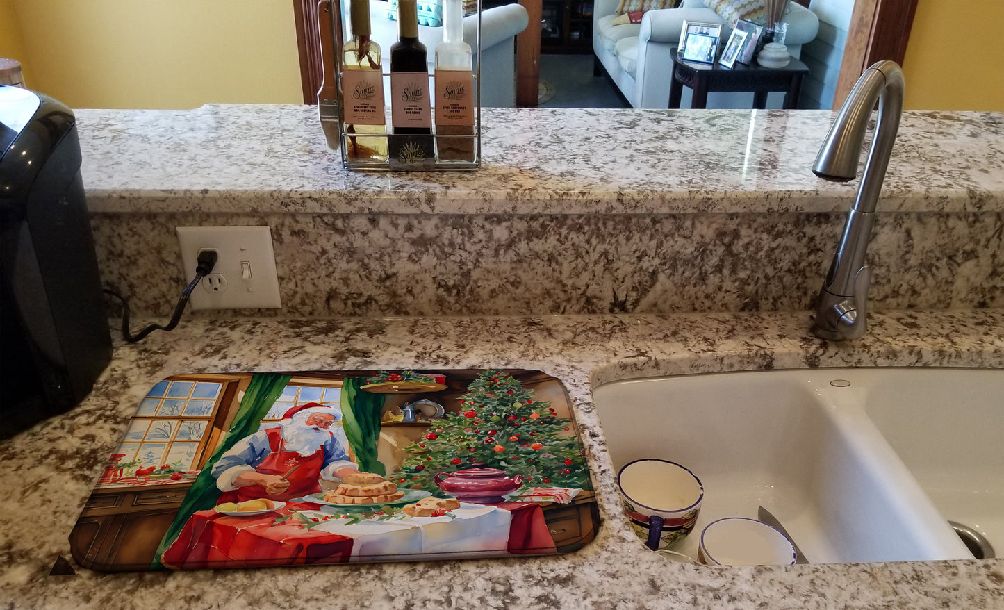 Cookies with Santa Claus Papa Noel Dish Drying Mat