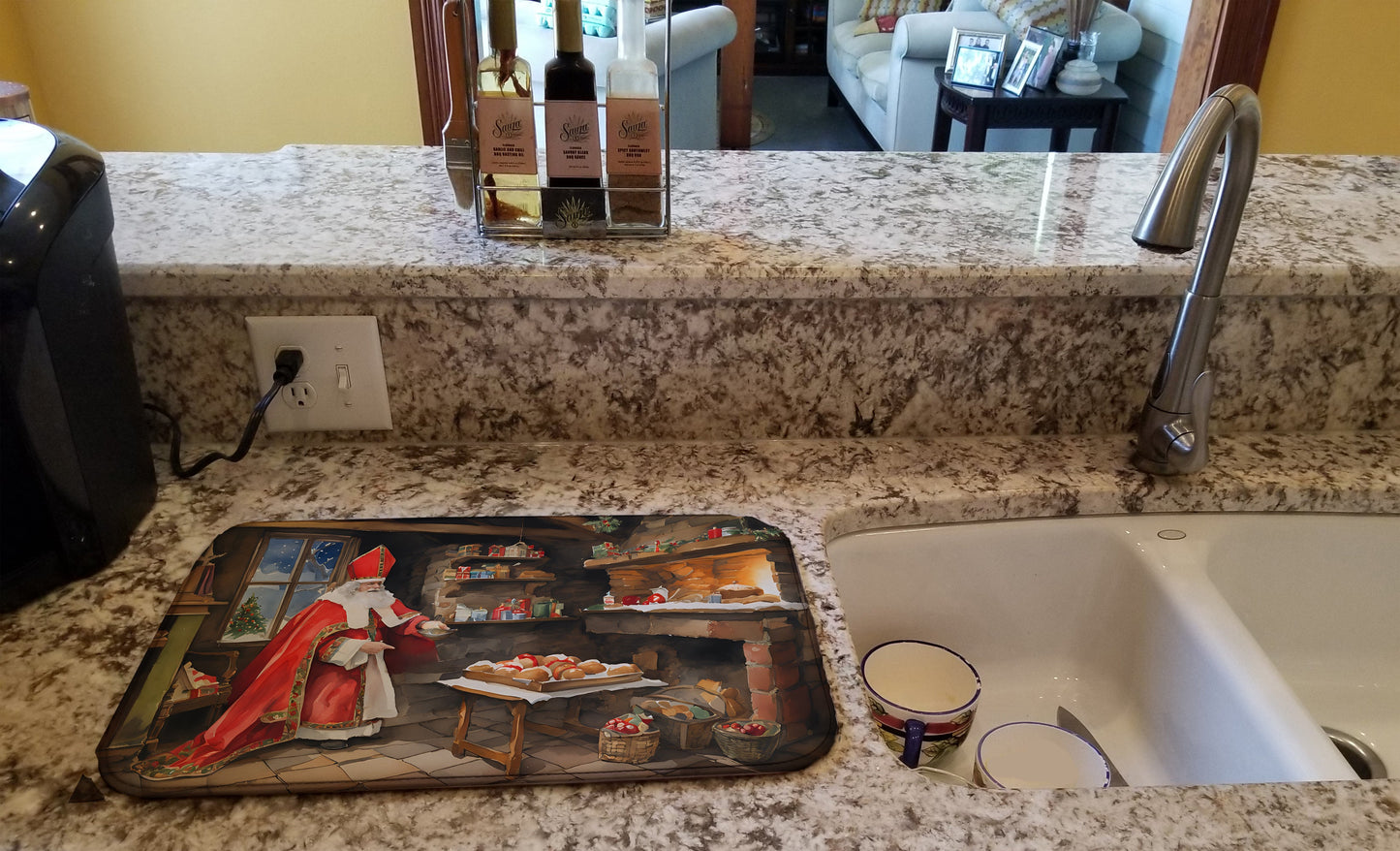 Cookies with Santa Claus Sinterklaas Dish Drying Mat