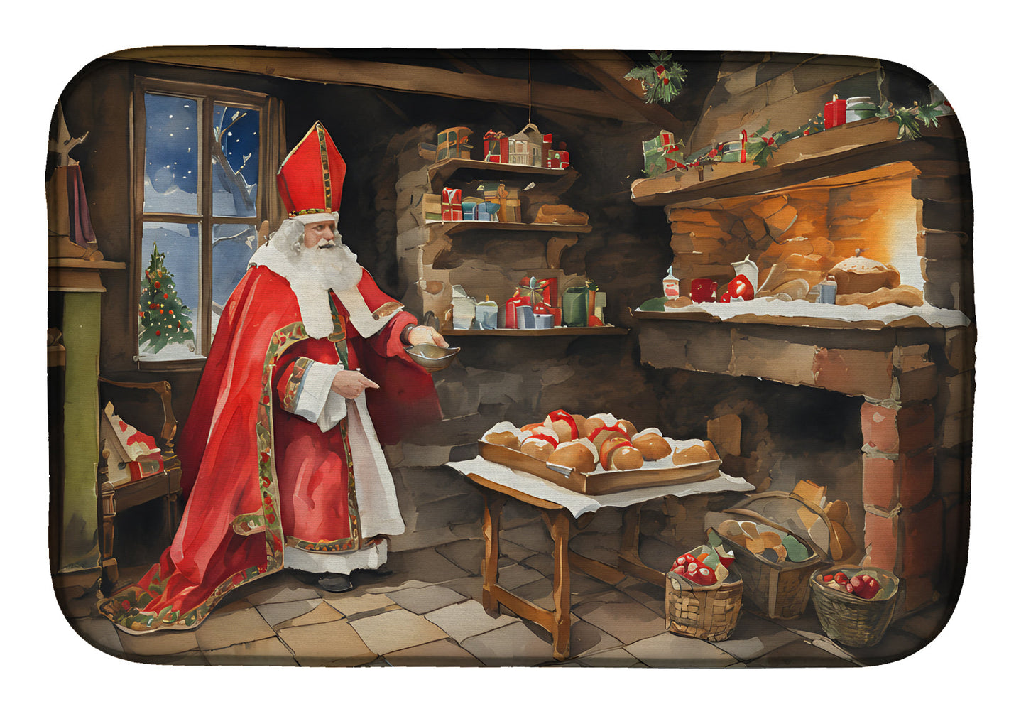 Buy this Cookies with Santa Claus Sinterklaas Dish Drying Mat