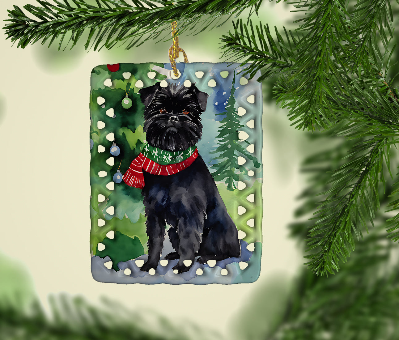 Affenpinscher Christmas Porcelain Ornament