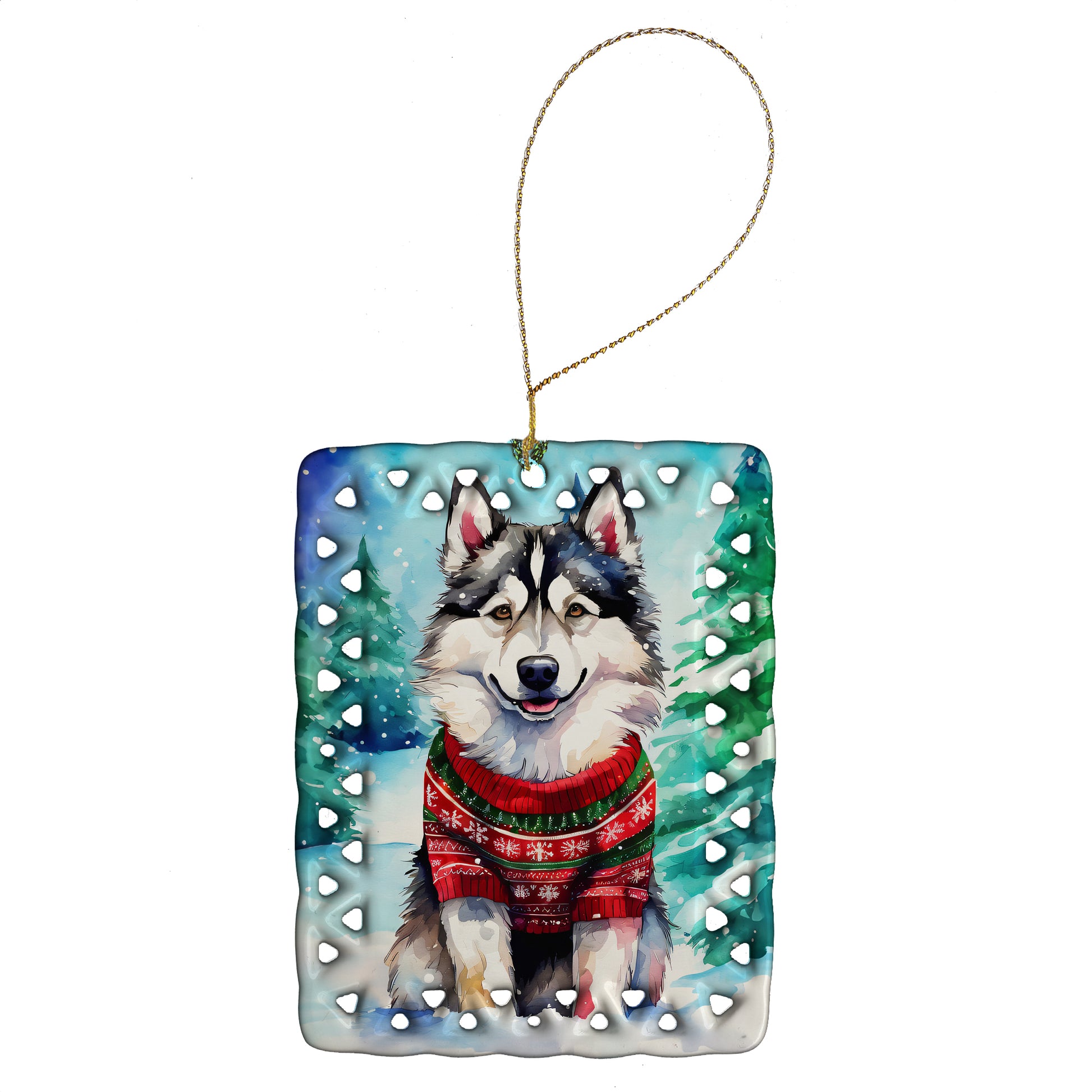 Buy this Alaskan Malamute Christmas Porcelain Ornament