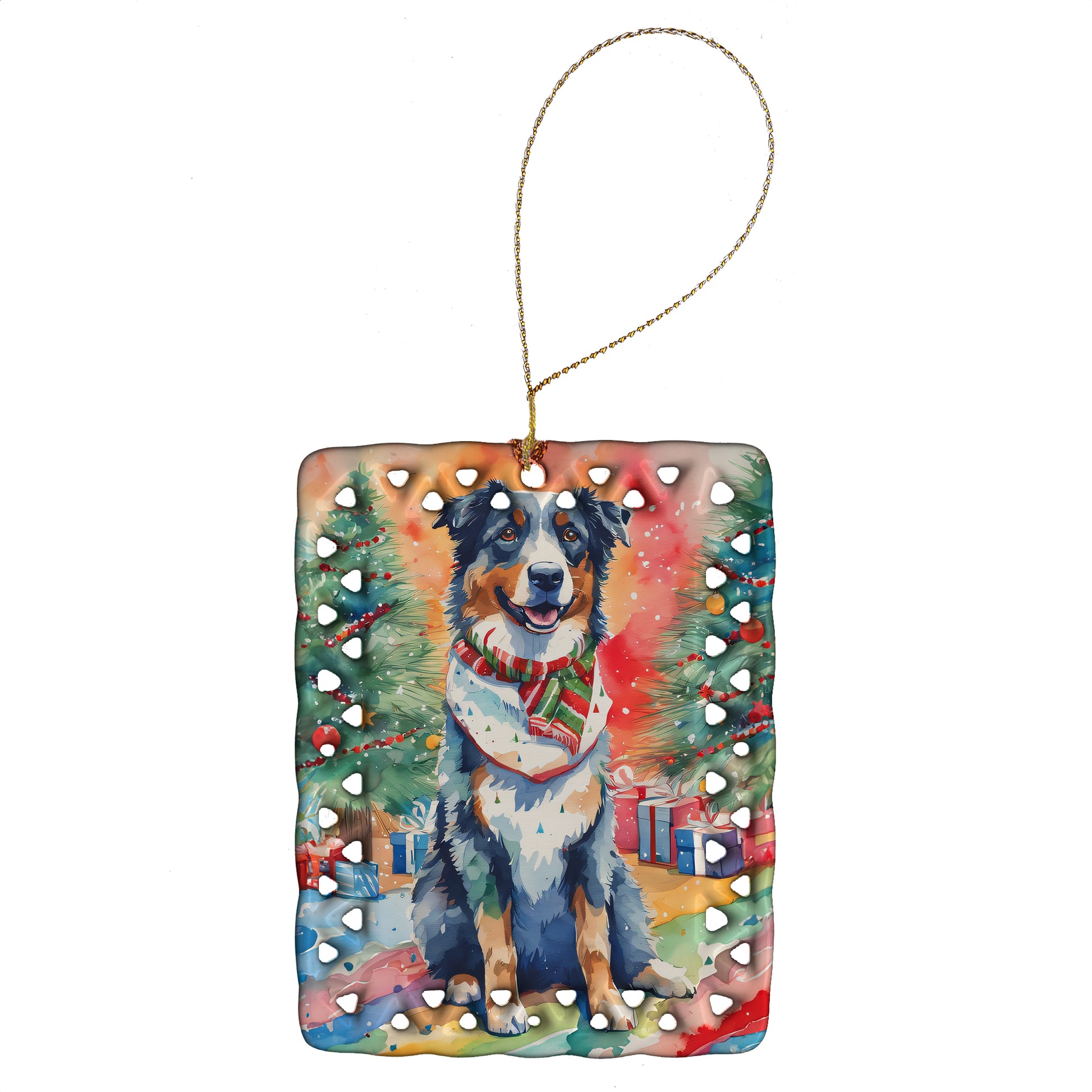 Buy this Australian Shepherd Christmas Porcelain Ornament