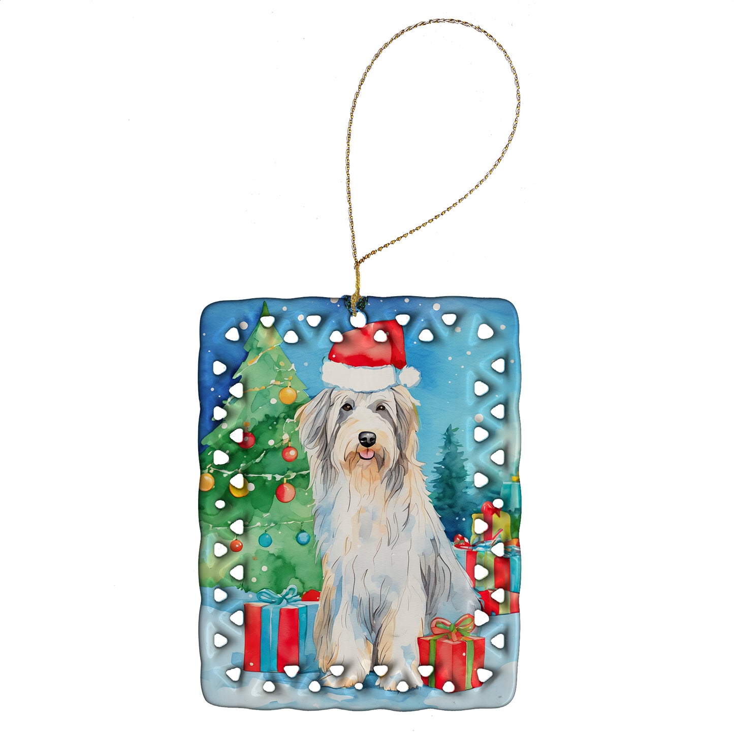 Buy this Bearded Collie Christmas Porcelain Ornament