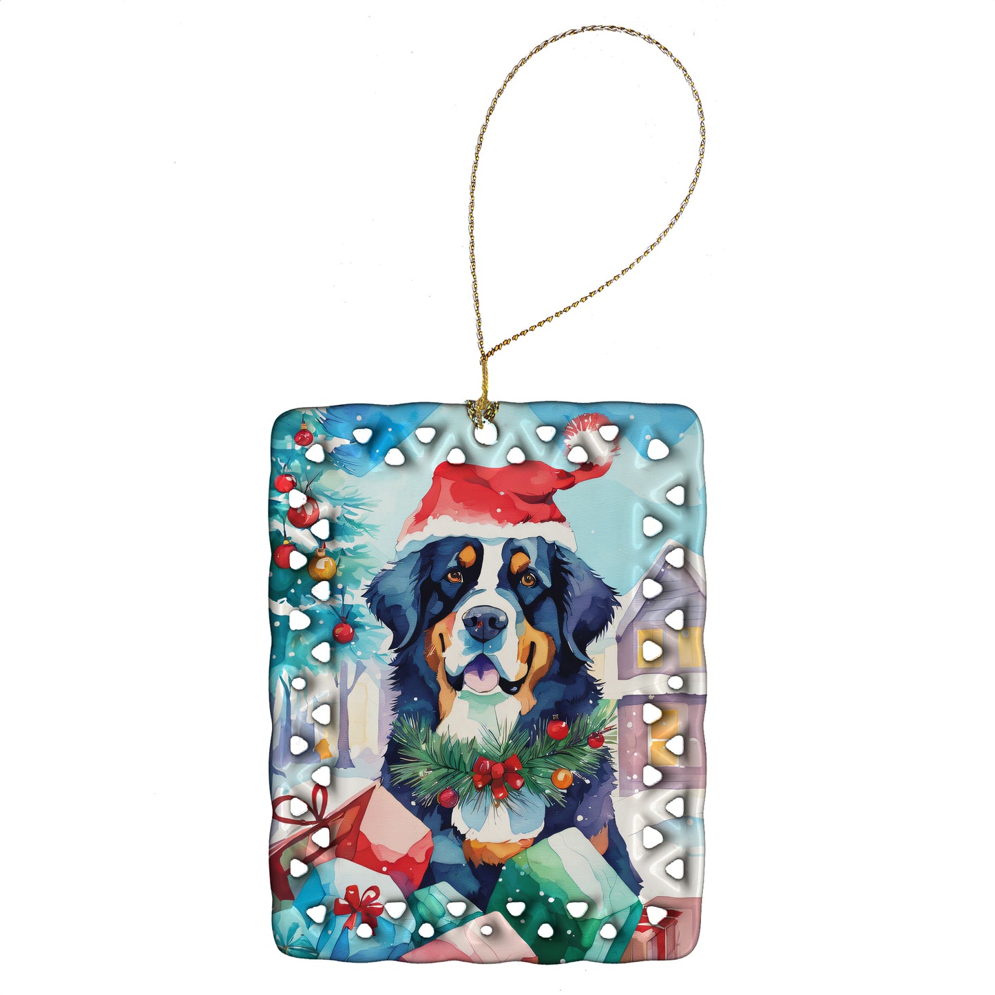 Buy this Bernese Mountain Dog Christmas Porcelain Ornament
