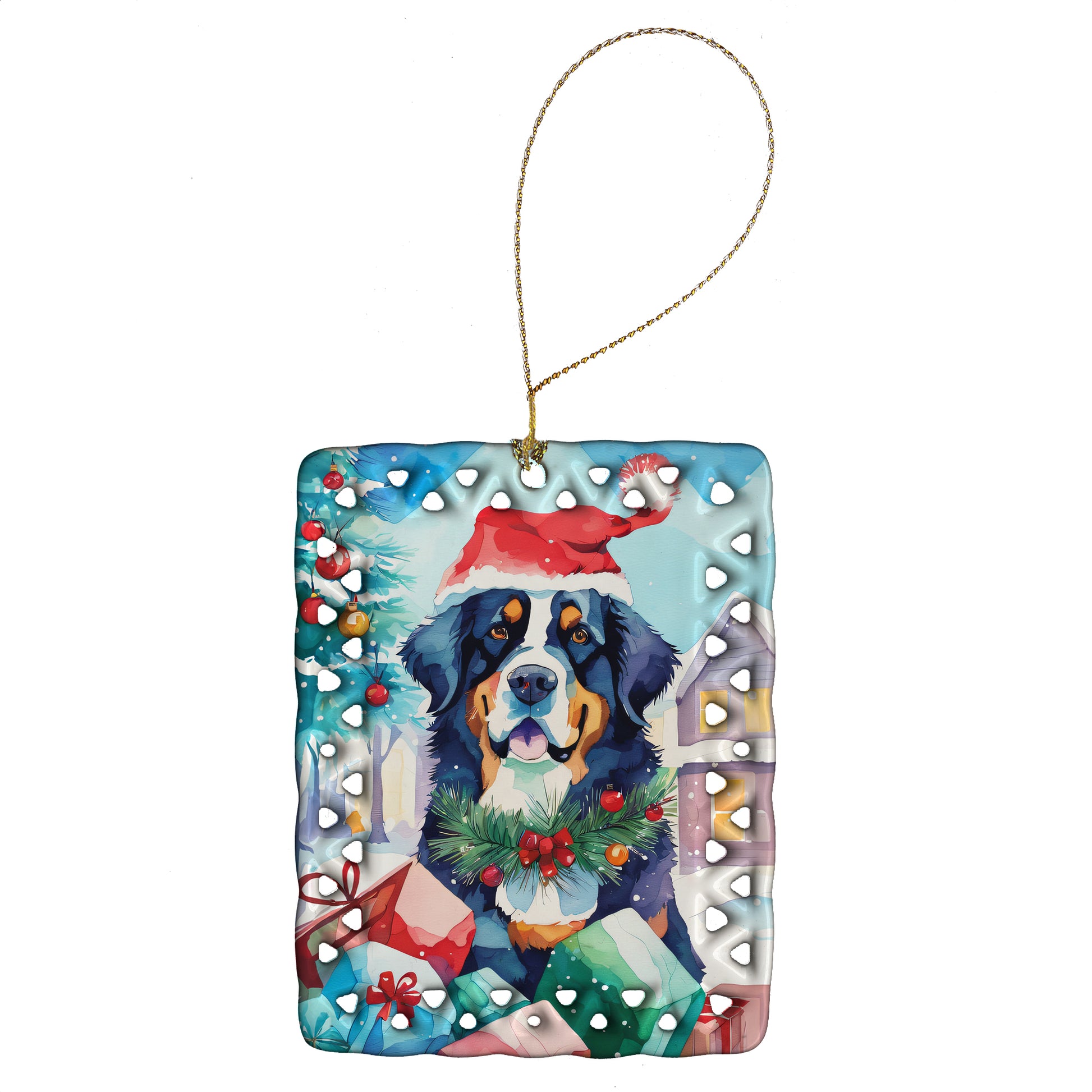 Buy this Bernese Mountain Dog Christmas Porcelain Ornament