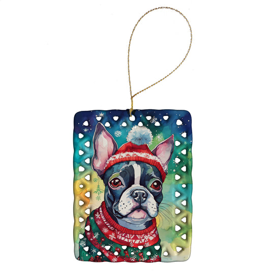 Buy this Boston Terrier Christmas Porcelain Ornament