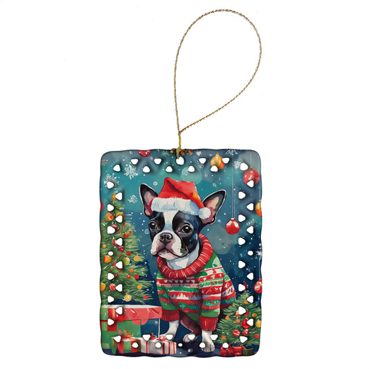 Buy this Boston Terrier Christmas Porcelain Ornament