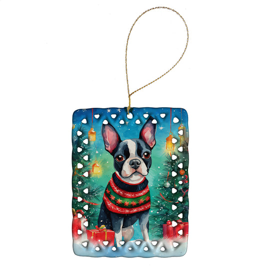 Buy this Boston Terrier Christmas Porcelain Ornament