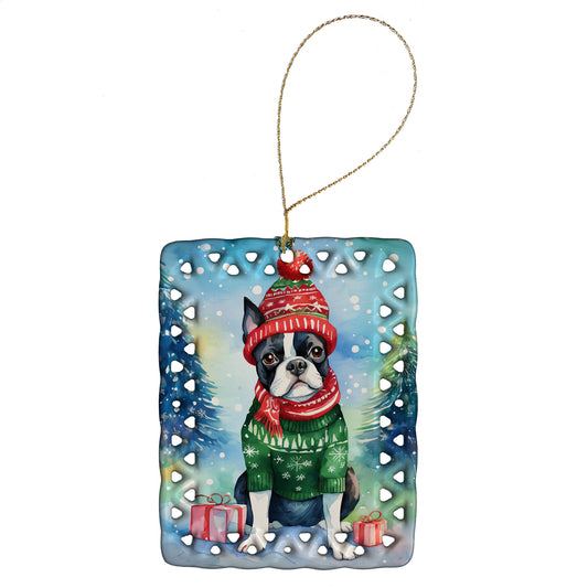 Buy this Boston Terrier Christmas Porcelain Ornament