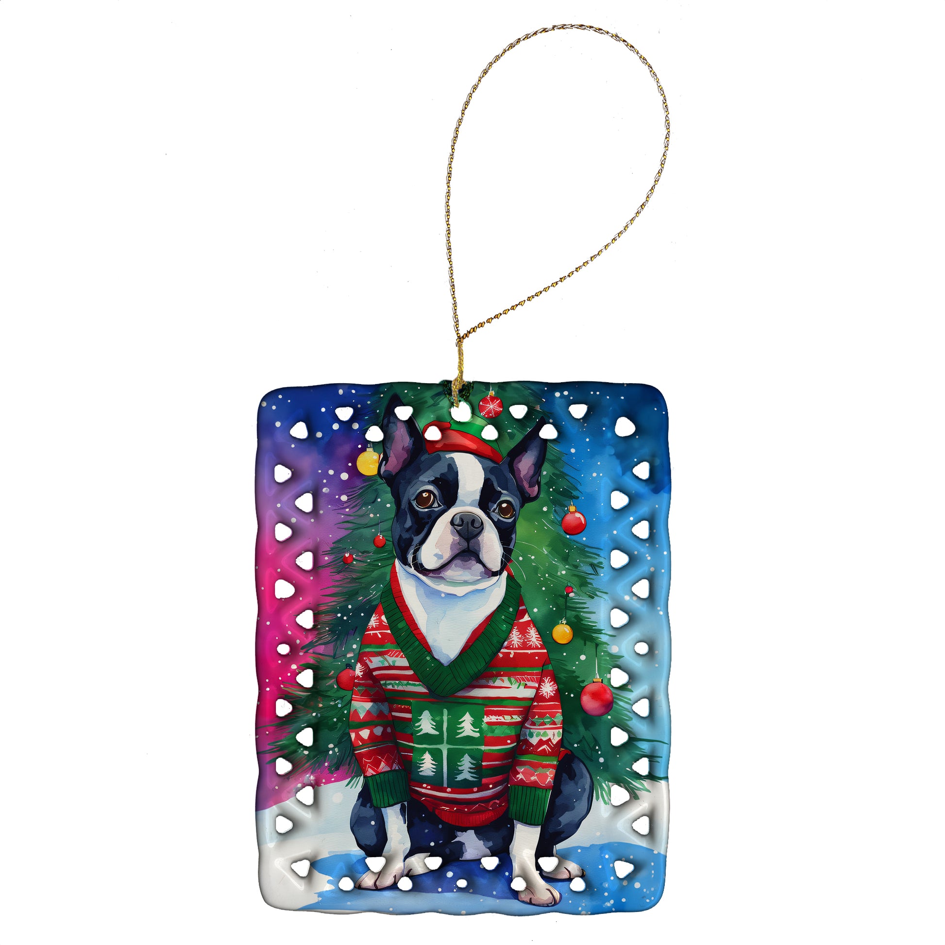 Buy this Boston Terrier Christmas Porcelain Ornament