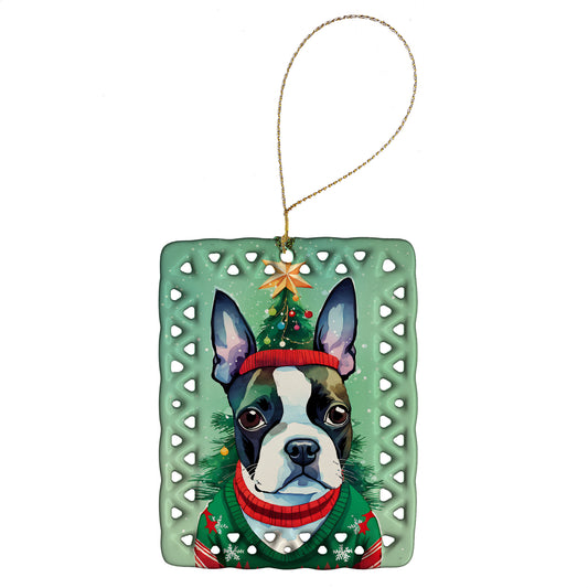 Buy this Boston Terrier Christmas Porcelain Ornament