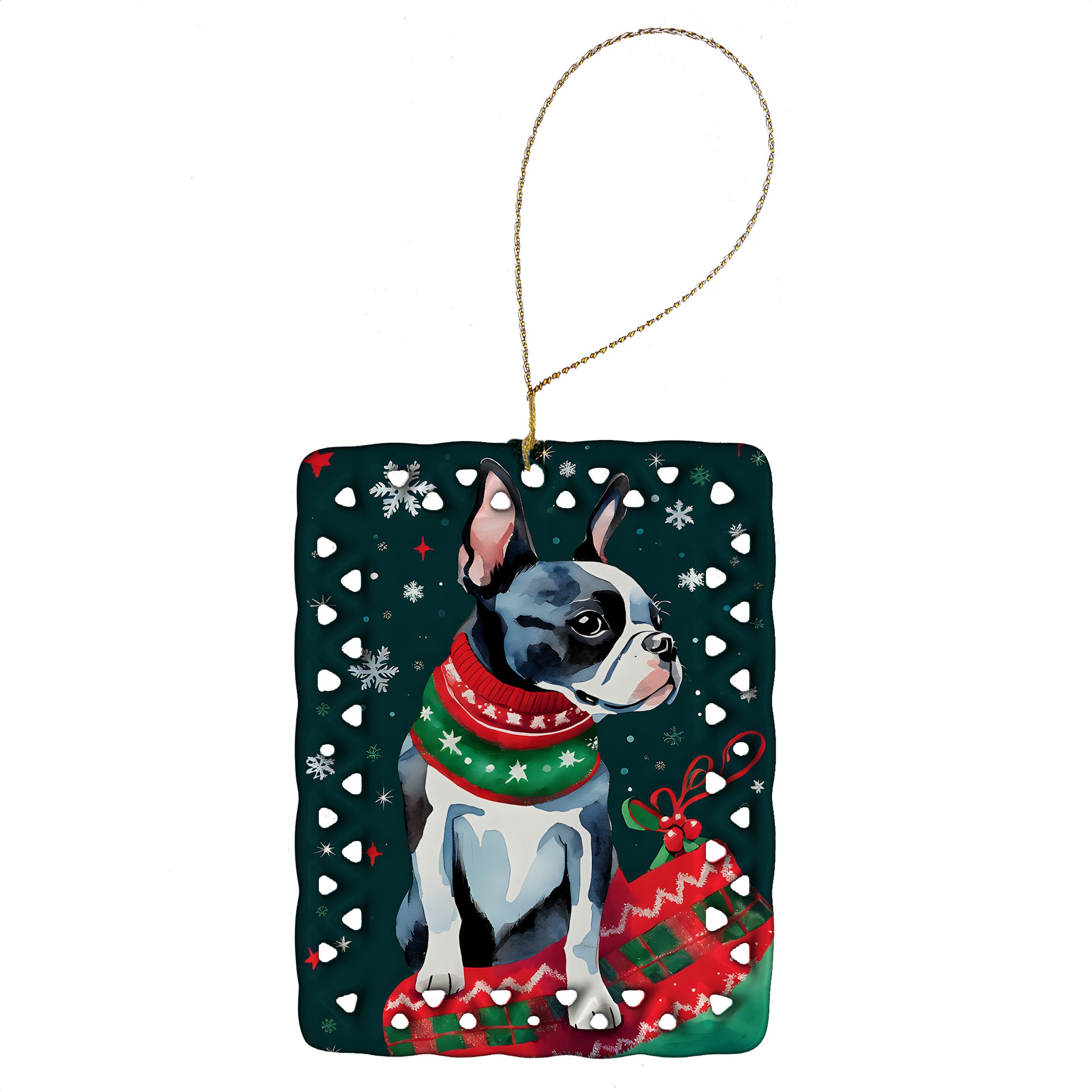 Buy this Boston Terrier Christmas Porcelain Ornament