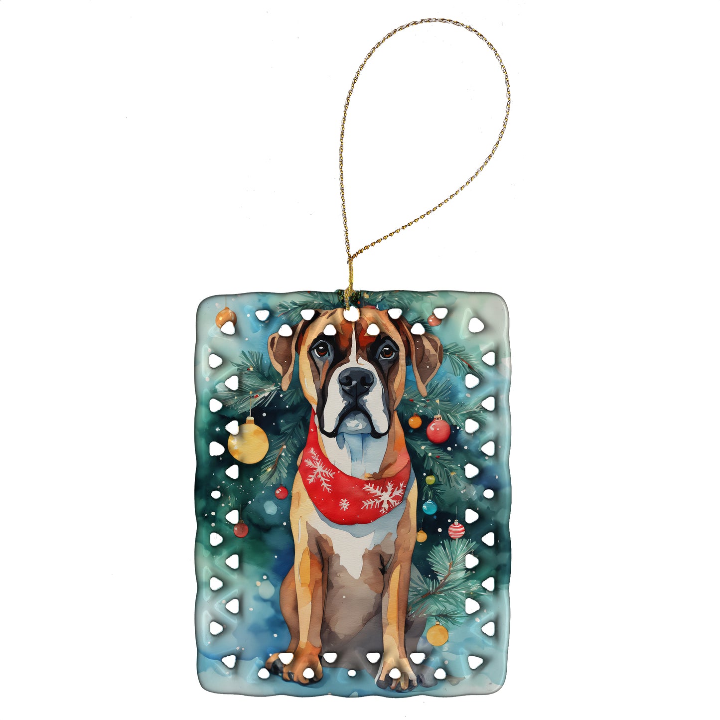 Buy this Boxer Christmas Porcelain Ornament