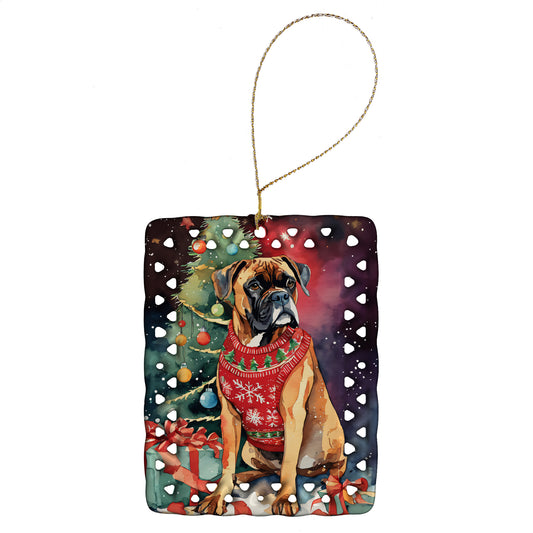 Buy this Boxer Christmas Porcelain Ornament