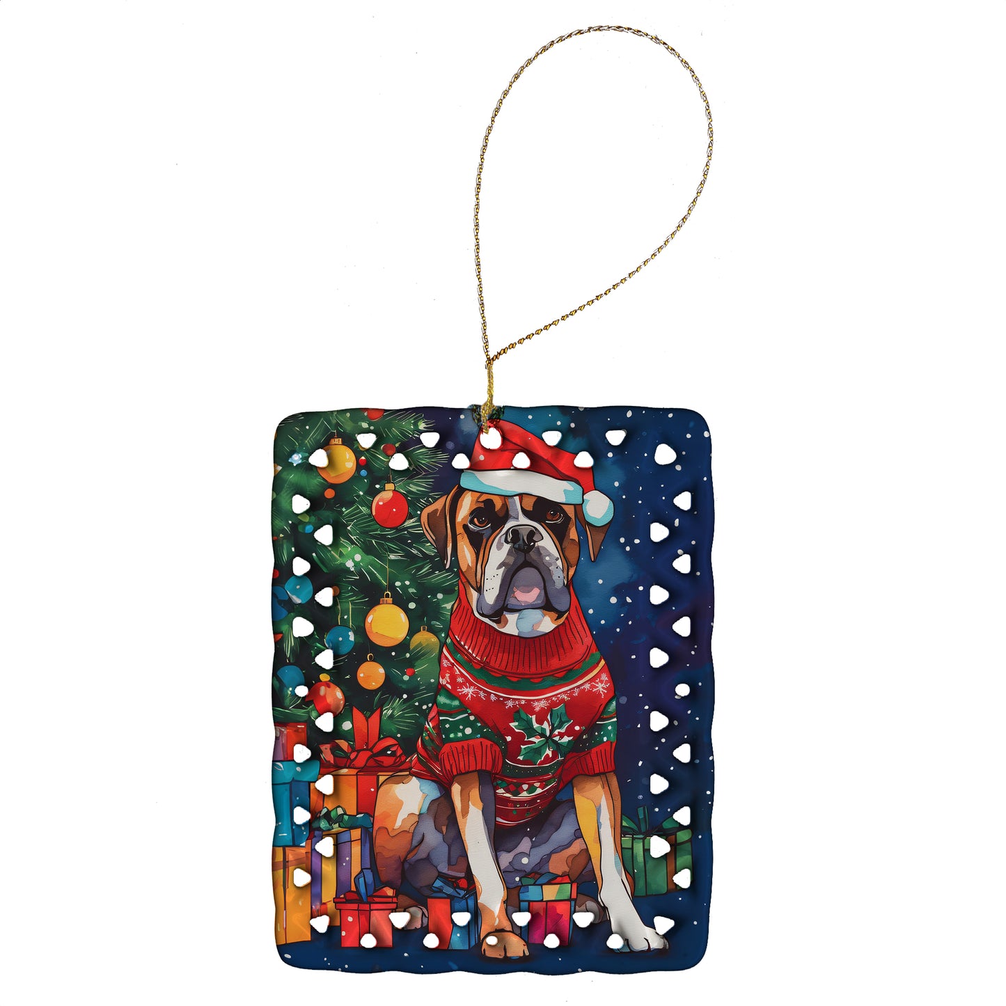 Buy this Boxer Christmas Porcelain Ornament