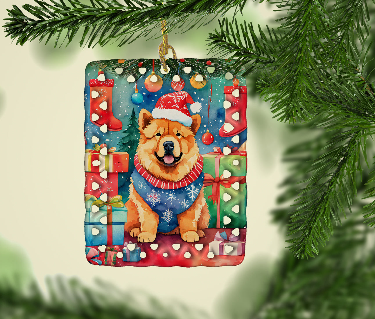 Chow Chow Christmas Porcelain Ornament