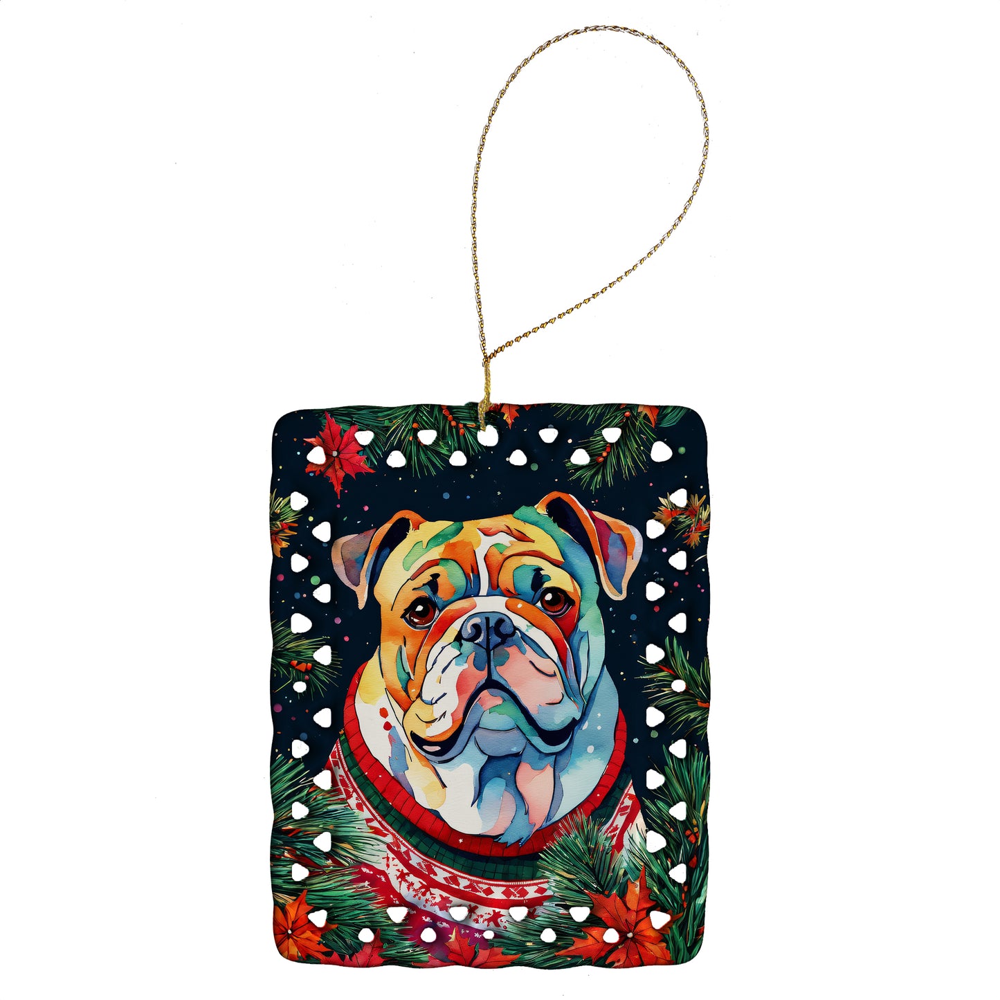 Buy this English Bulldog Christmas Porcelain Ornament