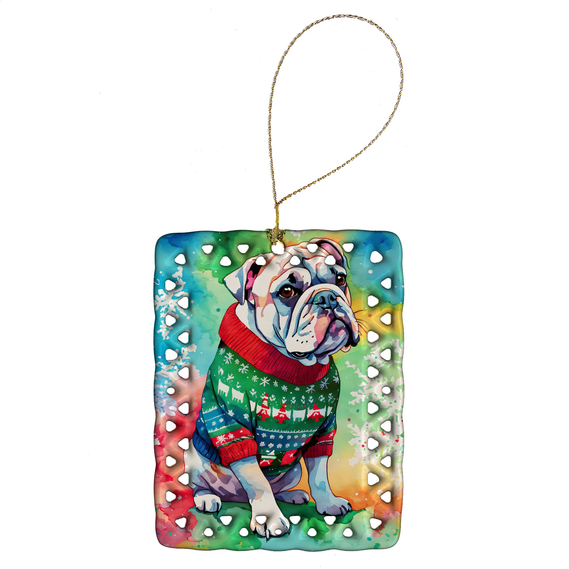 Buy this English Bulldog Christmas Porcelain Ornament