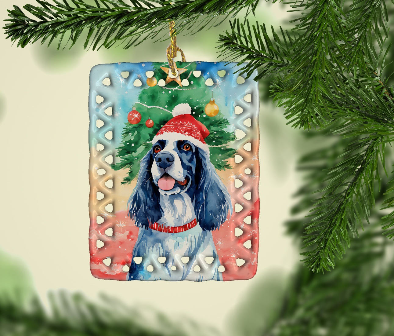 English Setter Christmas Porcelain Ornament