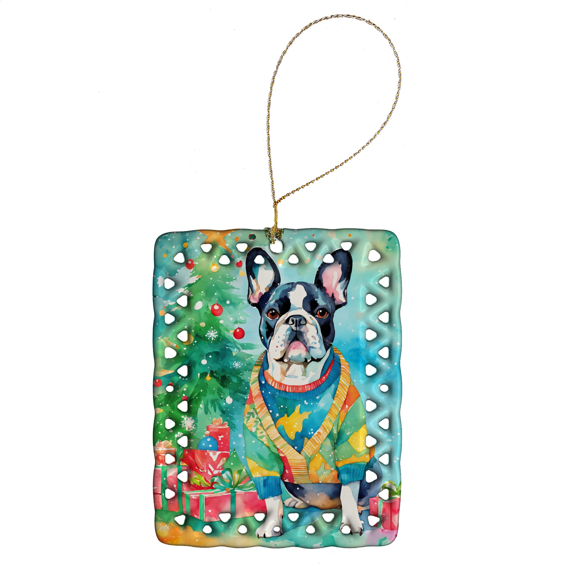 Buy this French Bulldog Christmas Porcelain Ornament