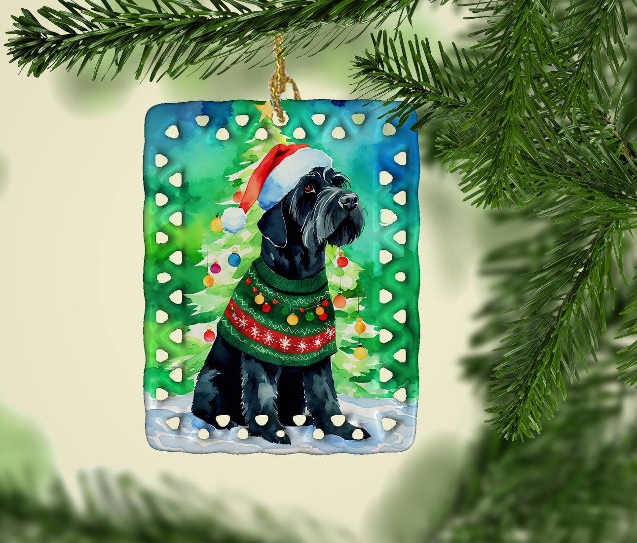 Giant Schnauzer Christmas Porcelain Ornament