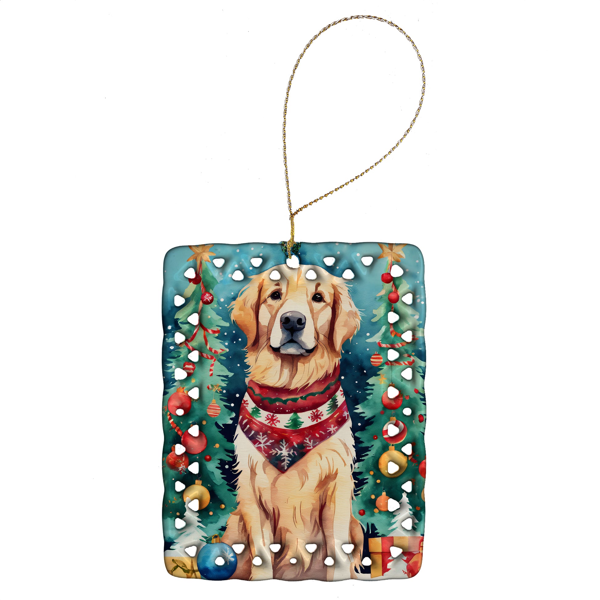 Buy this Golden Retriever Christmas Porcelain Ornament