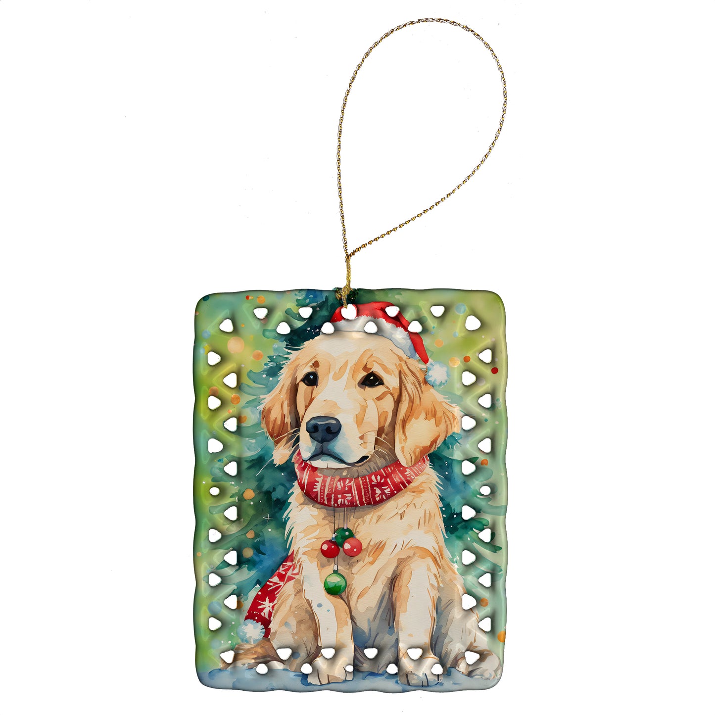 Buy this Golden Retriever Christmas Porcelain Ornament