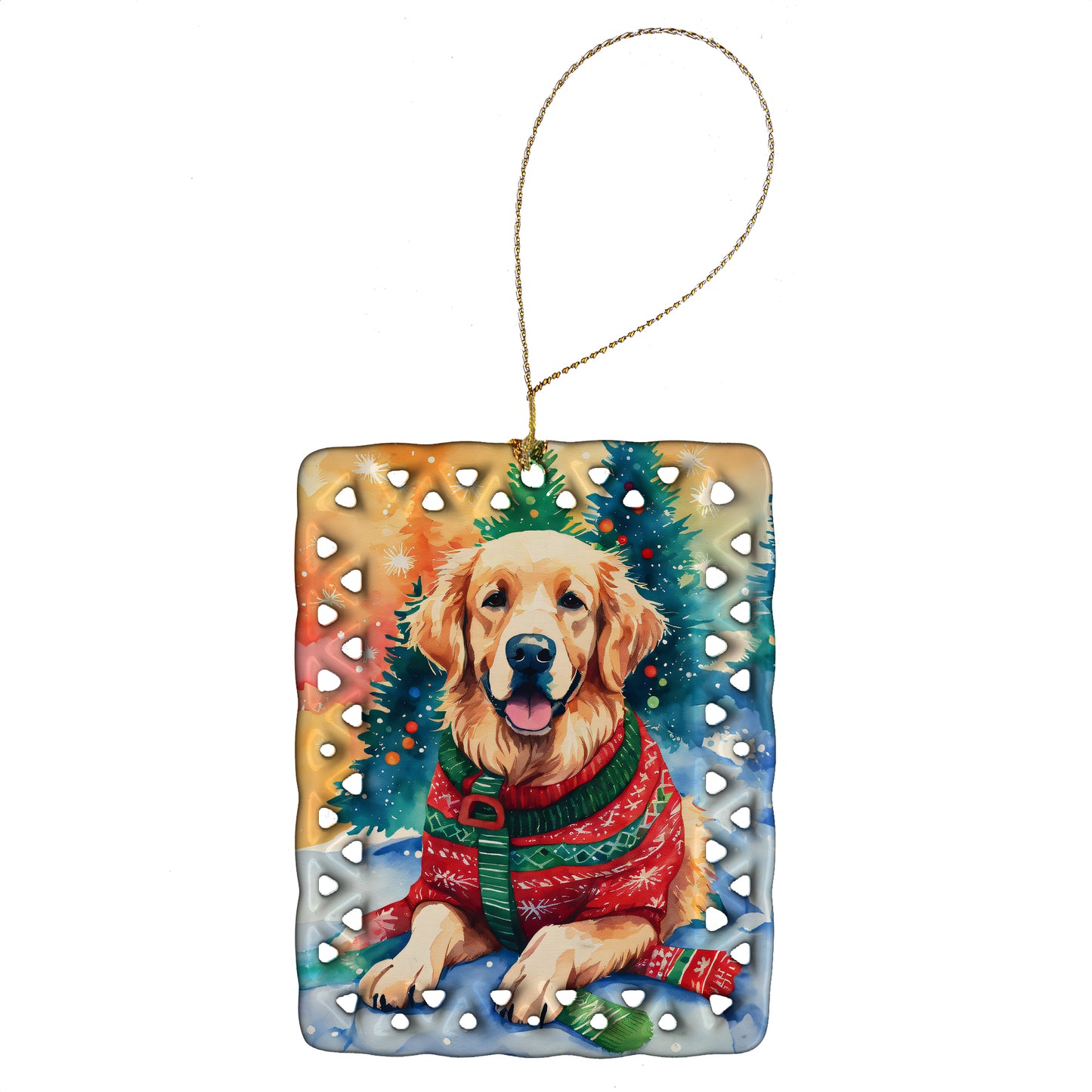 Buy this Golden Retriever Christmas Porcelain Ornament