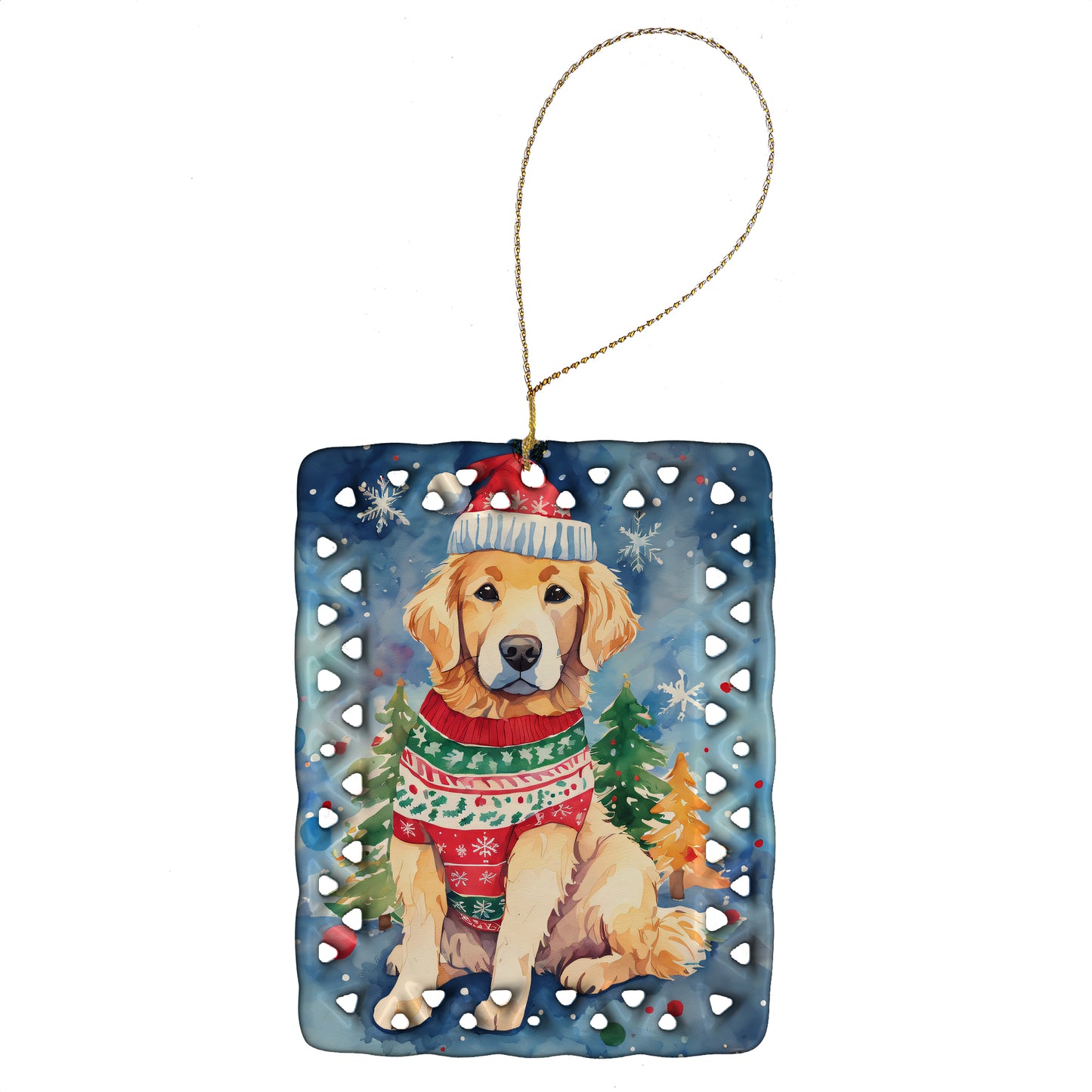 Buy this Golden Retriever Christmas Porcelain Ornament