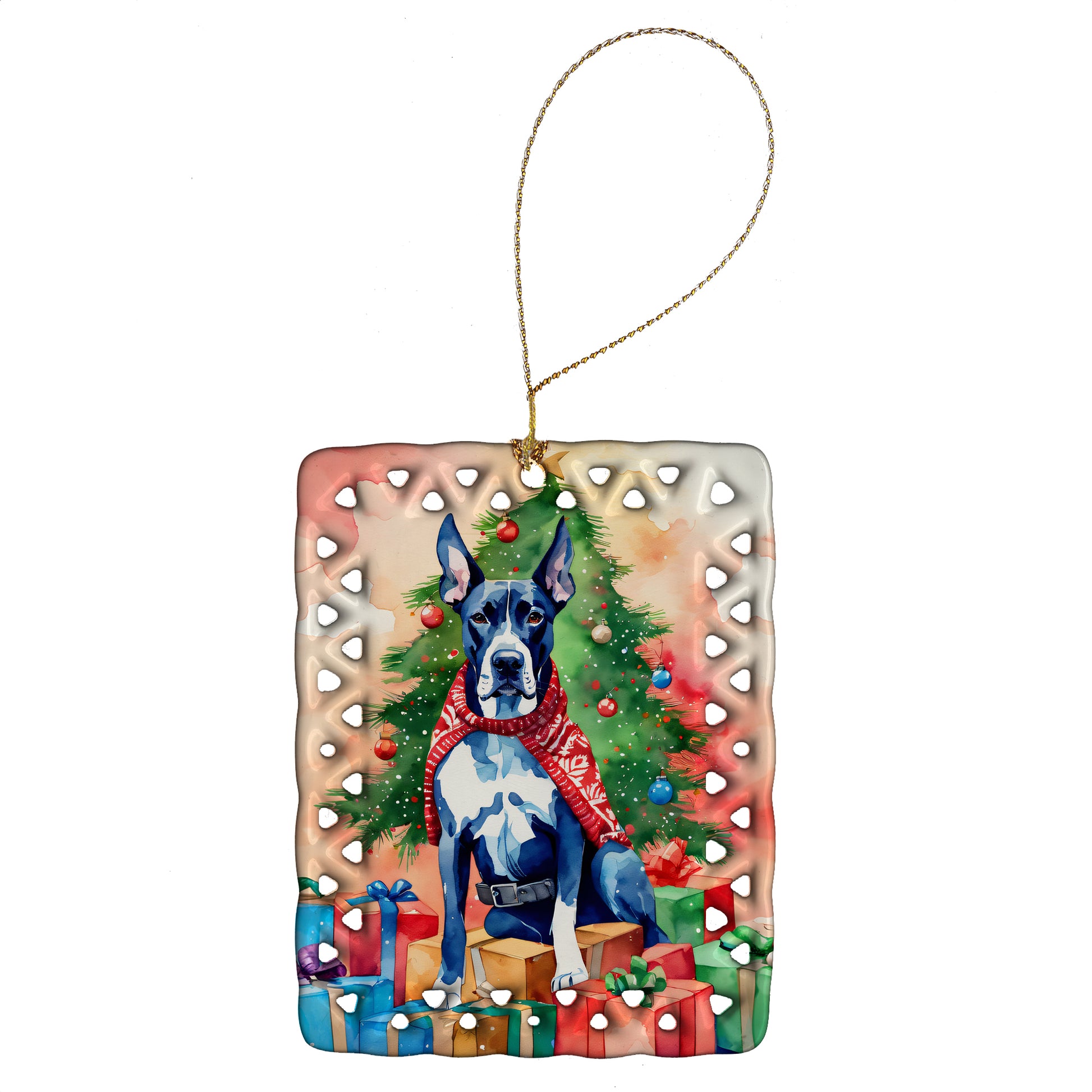 Buy this Great Dane Christmas Porcelain Ornament