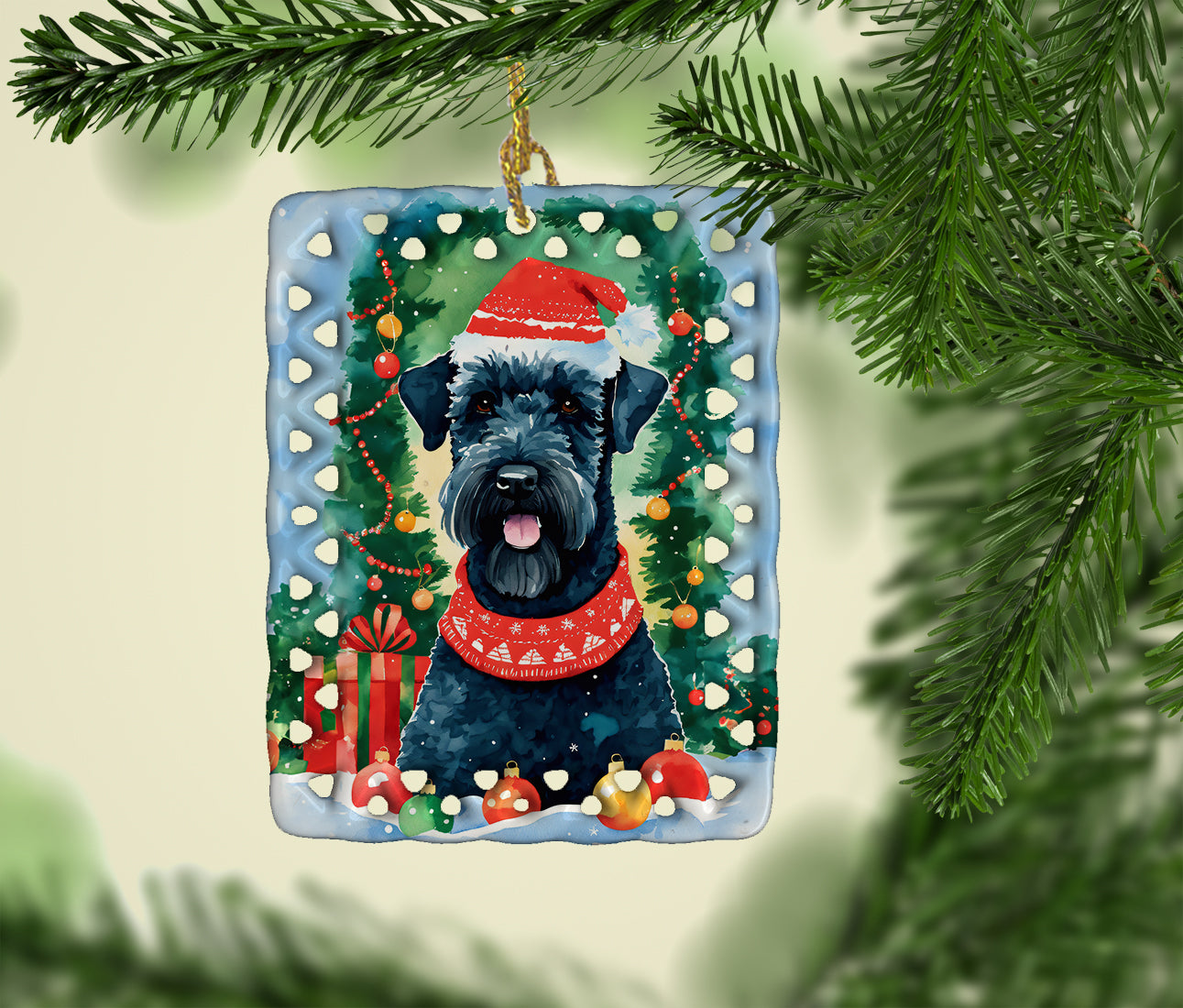 Kerry Blue Terrier Christmas Porcelain Ornament