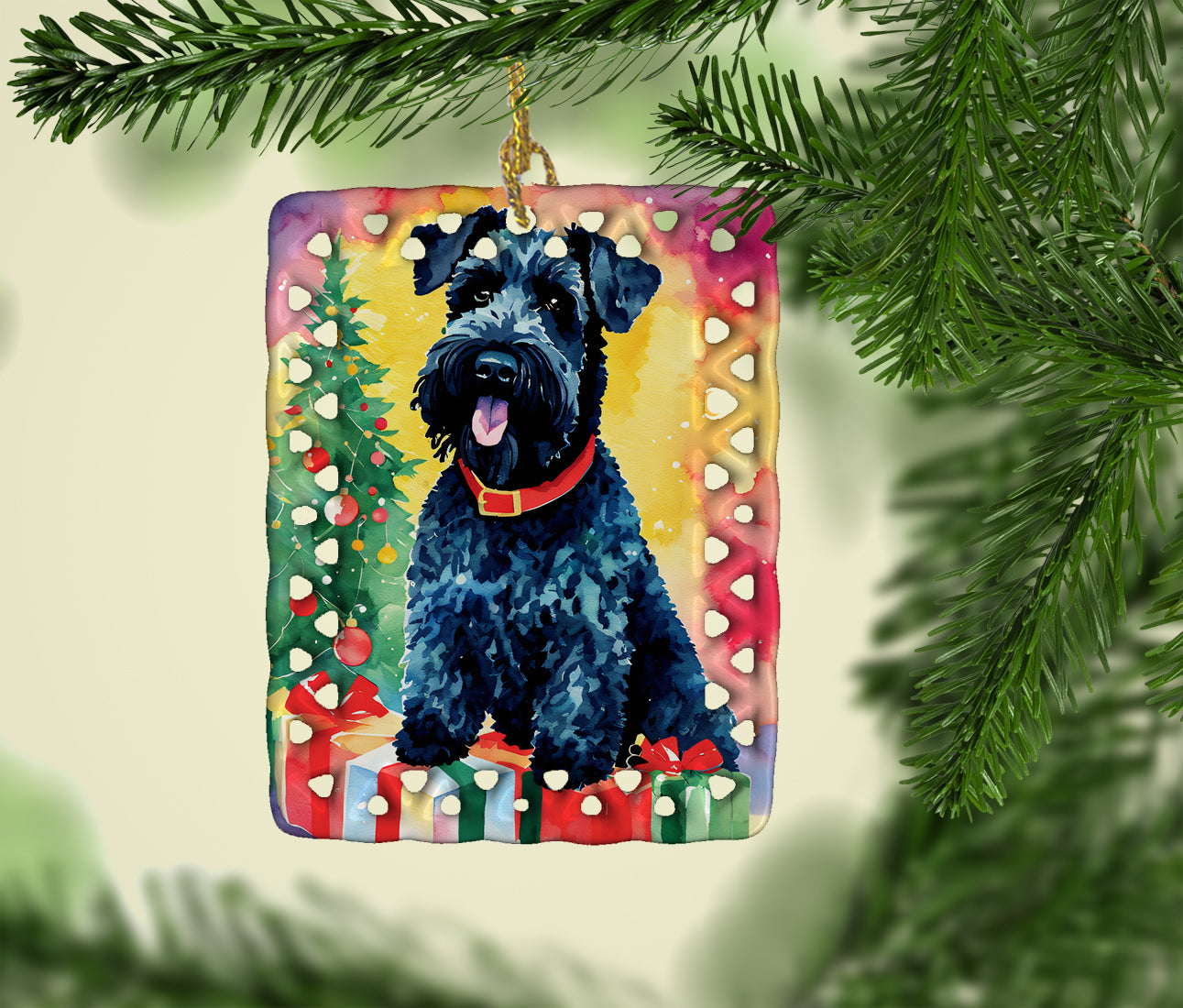 Kerry Blue Terrier Christmas Porcelain Ornament