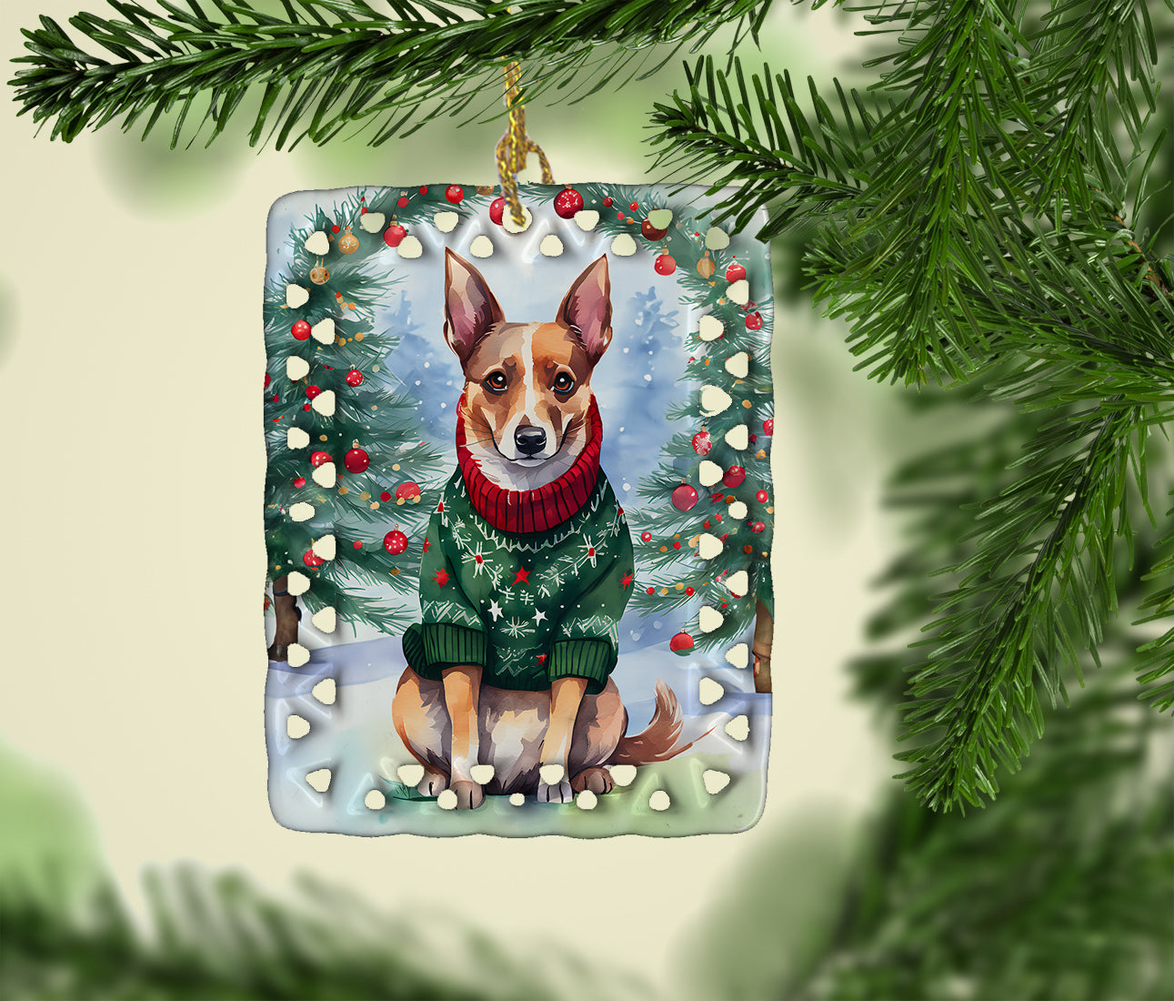Lancashire Heeler Christmas Porcelain Ornament