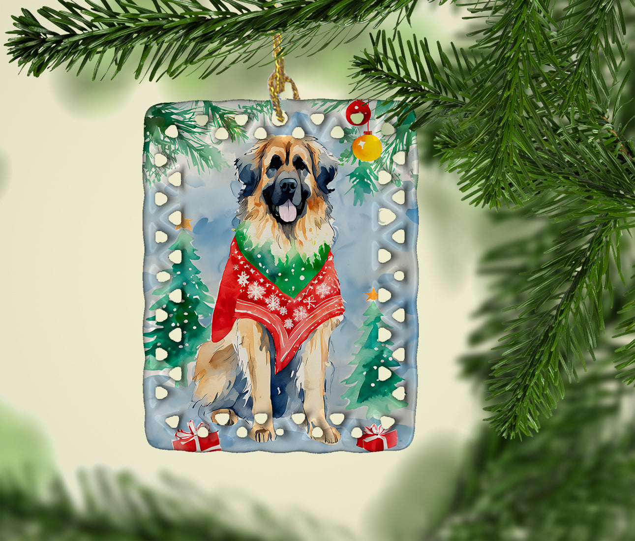 Leonberger Christmas Porcelain Ornament