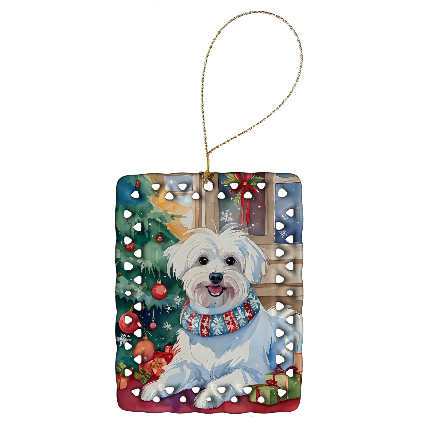 Buy this Maltese Christmas Porcelain Ornament