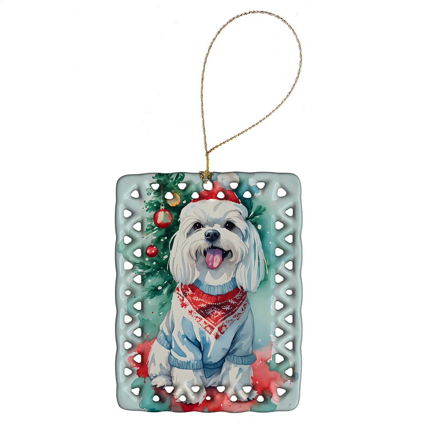 Buy this Maltese Christmas Porcelain Ornament