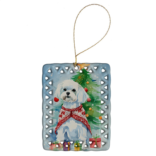 Buy this Maltese Christmas Porcelain Ornament