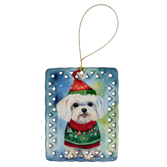 Buy this Maltese Christmas Porcelain Ornament