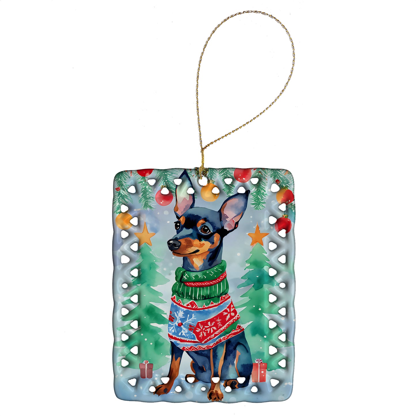 Buy this Miniature Pinscher Christmas Porcelain Ornament