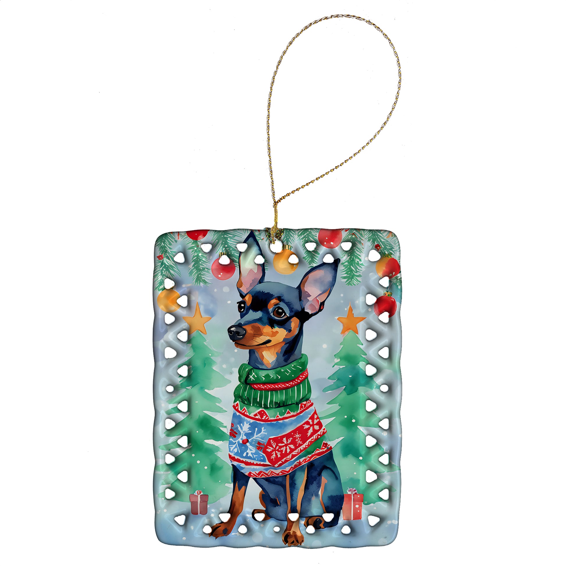 Buy this Miniature Pinscher Christmas Porcelain Ornament