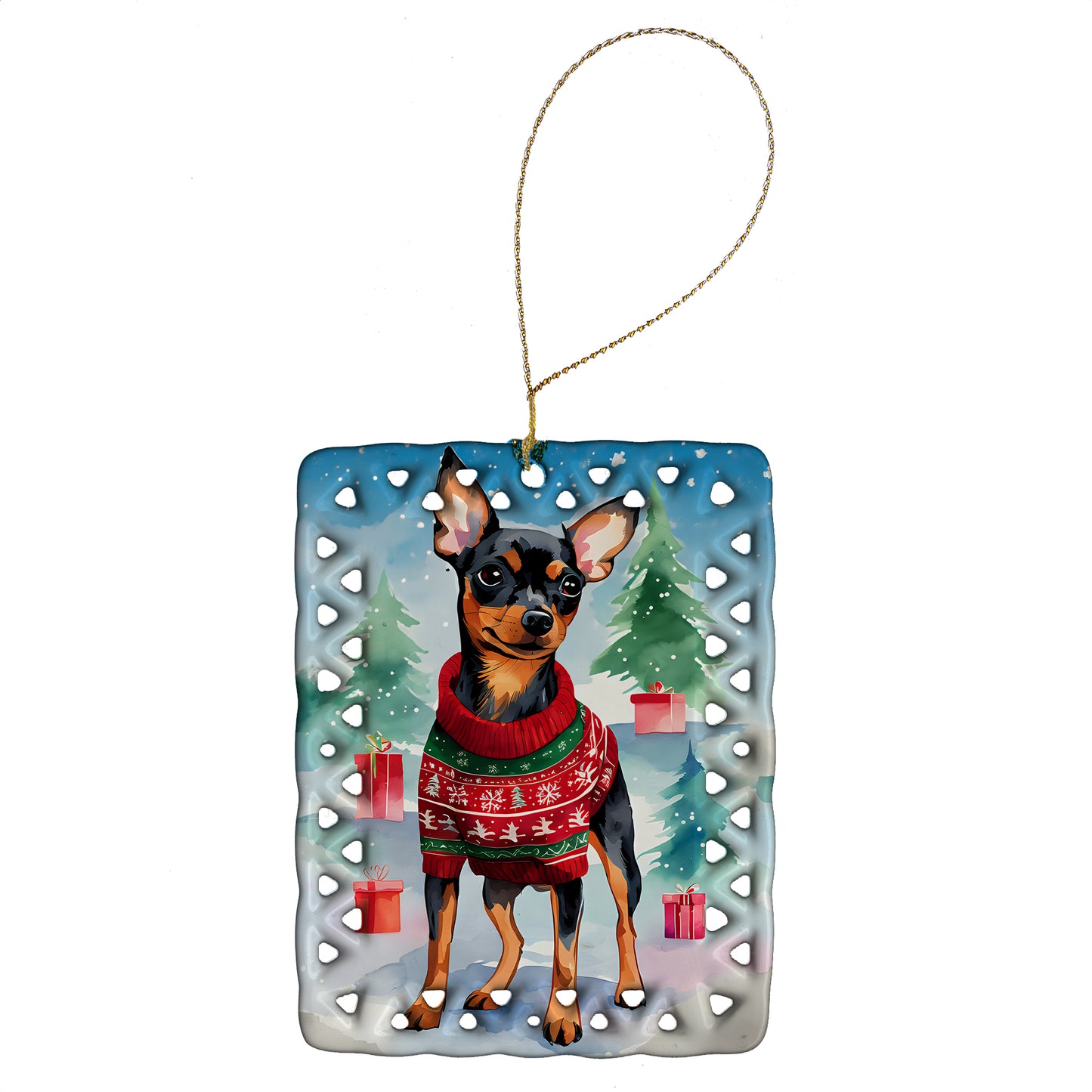 Buy this Miniature Pinscher Christmas Porcelain Ornament