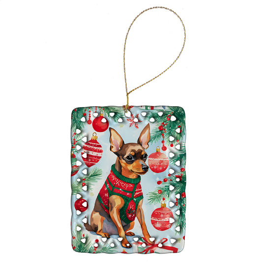 Buy this Miniature Pinscher Christmas Porcelain Ornament