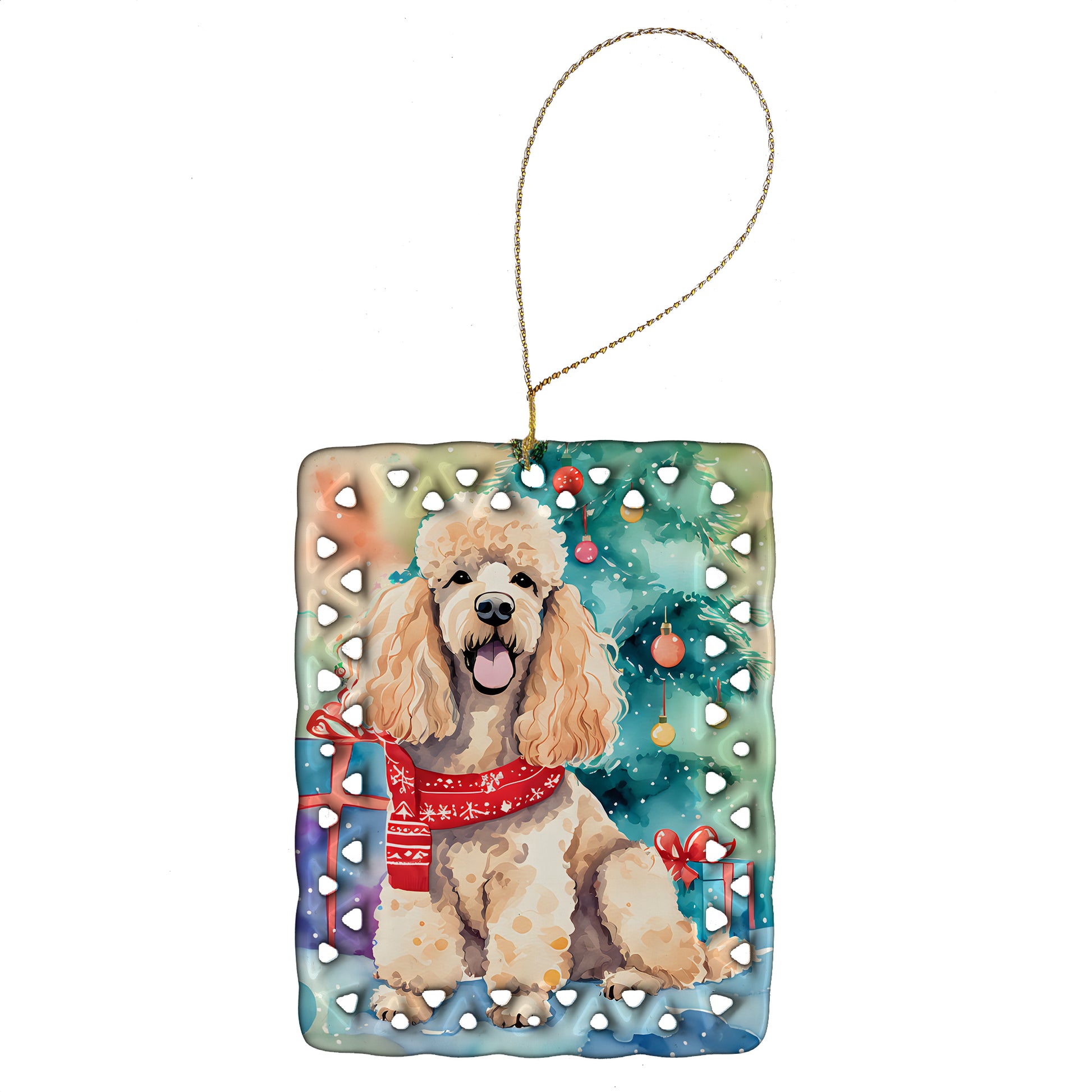 Buy this Poodle Christmas Porcelain Ornament