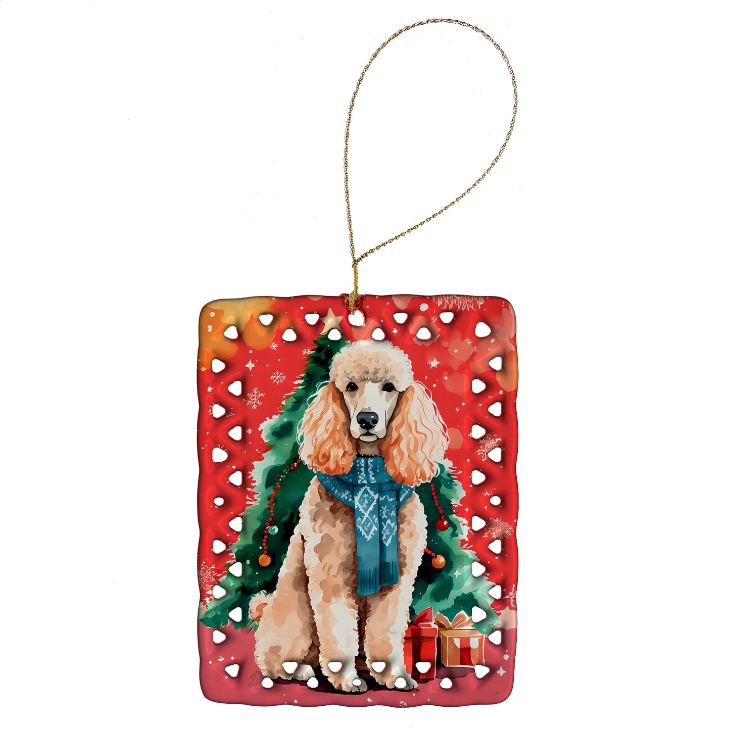 Buy this Poodle Christmas Porcelain Ornament